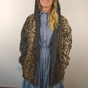 Vintage Leopard print hooded jacket.